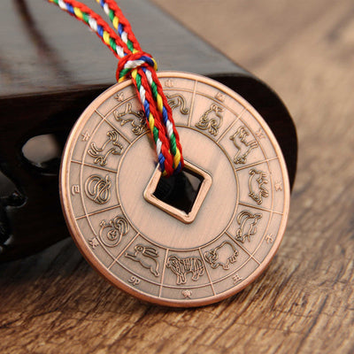 Buddha Stones Taoism Yin Yang Symbol Protection Pendant Decoration Amulet Decorations BS Brown 12 Chinese Zodiac