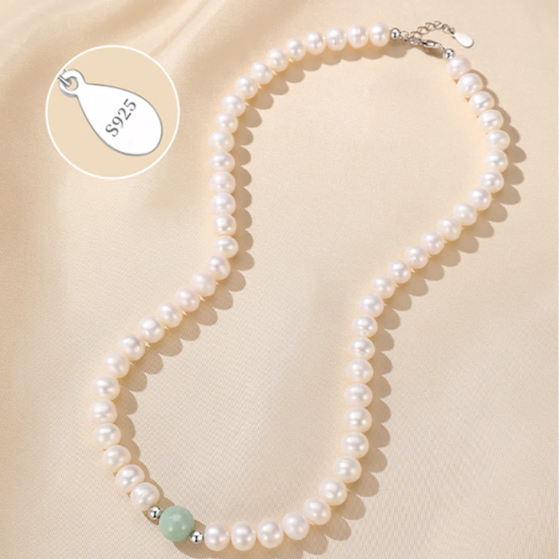 Buddha Stones 925 Sterling Silver Natural Pearl Jade Healing Necklace Bracelet Earrings With Gift Box Bracelet Necklaces & Pendants BS 5
