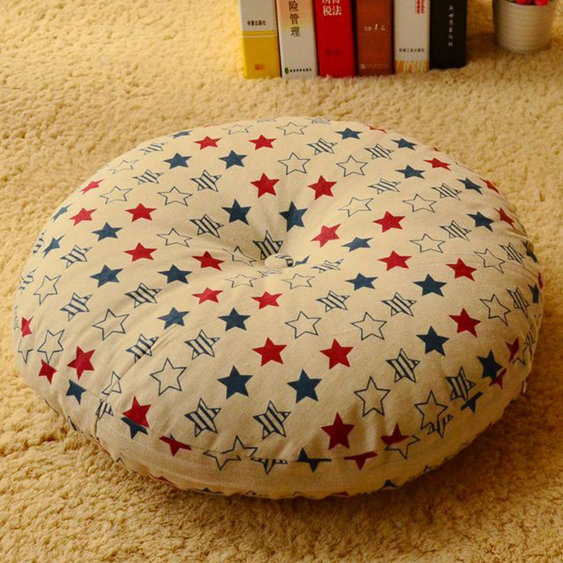 Buddha Stones Lotus Simple Pattern Linen Meditation Seat Cushion Home Living Room Decoration Decorations buddhastoneshop Detachable 40cm*10cm PaleGoldenrod