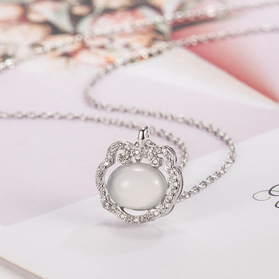 Buddha Stones Chalcedony Lock of Good Wishes Positive Necklace Pendant Necklaces & Pendants BS 2