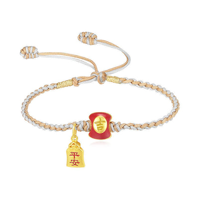 Buddha Stones 925 Sterling Silver Handmade Auspicious Chinese Character Blessing Braided String Bracelet Bracelet BS 11