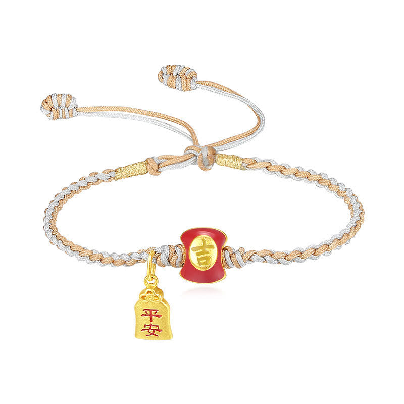 Buddha Stones 925 Sterling Silver Handmade Auspicious Chinese Character Blessing Braided String Bracelet Bracelet BS 11