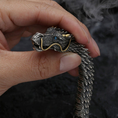 Buddha Stones Nordic Dragon Handmade Amulet Luck Protection Chain Bracelet Bracelet Bangle BS 3