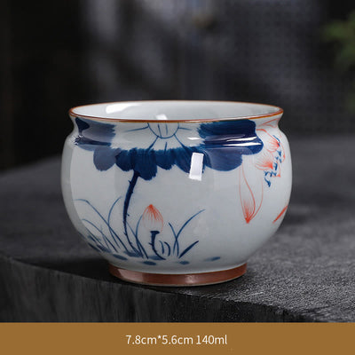 Buddha Stones Lotus Flower Leaf Bamboo Ceramic Teacup Kung Fu Tea Cups Cup BS Lotus 7.8cm*5.6cm*140ml
