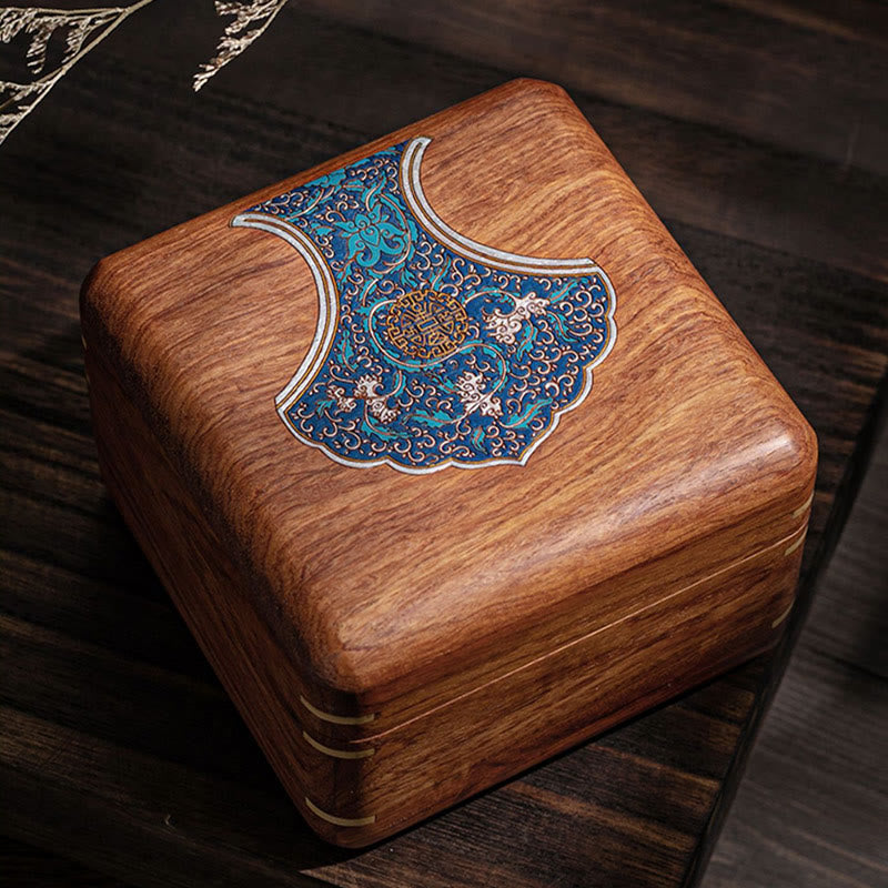 Buddha Stones Antique Flower Leaf Handmade Rosewood Jewelry Storage Box Wooden Gift Organizer Box Jewelry Storage Box BS 7