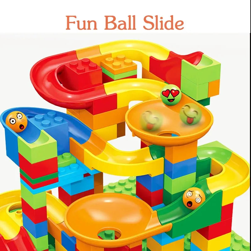 Fidtoy Slideway Building Blocks 206 PCS – Marble Run Construction Toy for Kids 6+