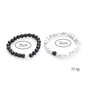 Buddha Stones 2pcs Natural Frosted Stone White Turquoise Bead Couple Bracelet Bracelet BS 6