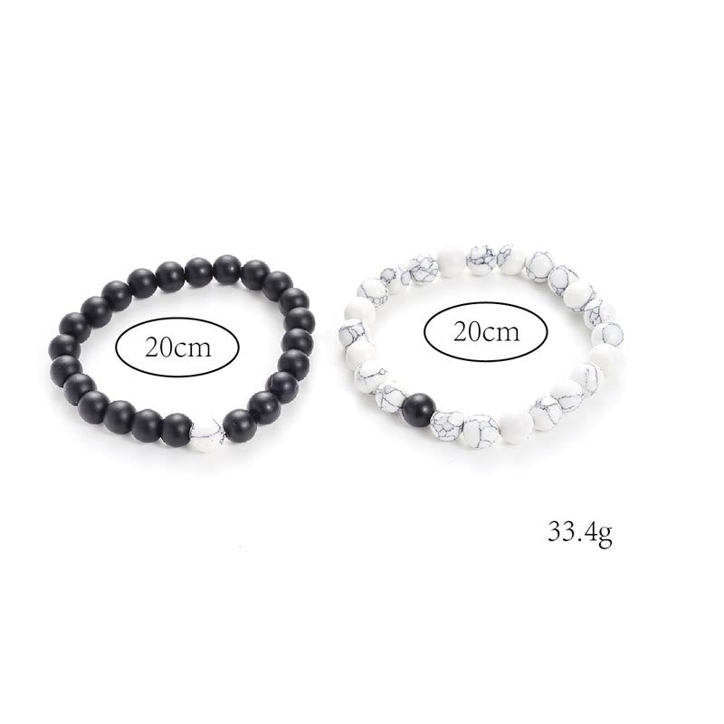 Buddha Stones 2pcs Natural Frosted Stone White Turquoise Bead Couple Bracelet Bracelet BS 6