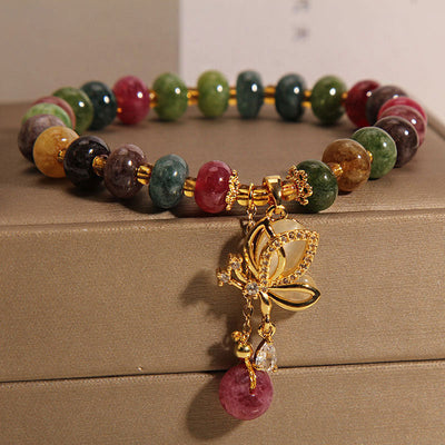 Buddha Stones Colorful Tourmaline Butterfly Charm Wisdom Bracelet Bracelet BS 5