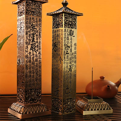 Buddha Stones Heart Sutra Alloy Incense Holder Healing Home Decoration Incense Burner Decorations Incense Burner BS 11