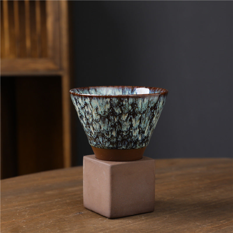 Buddha Stones Retro Kiln Change Ceramic Coffee Mug Tea Latte Espresso Coffee Cup With Base 200ml Coffee Mug BS Kiln Change Peacock Blue 9.3cm*9.5cm*200ml