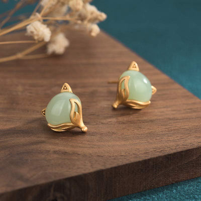 Buddha Stones FengShui Jade Luck Earrings Earrings BS 1