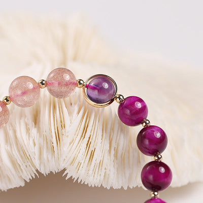 Foviel Natürliche Erdbeerquarz Pixiu Liebe Armband