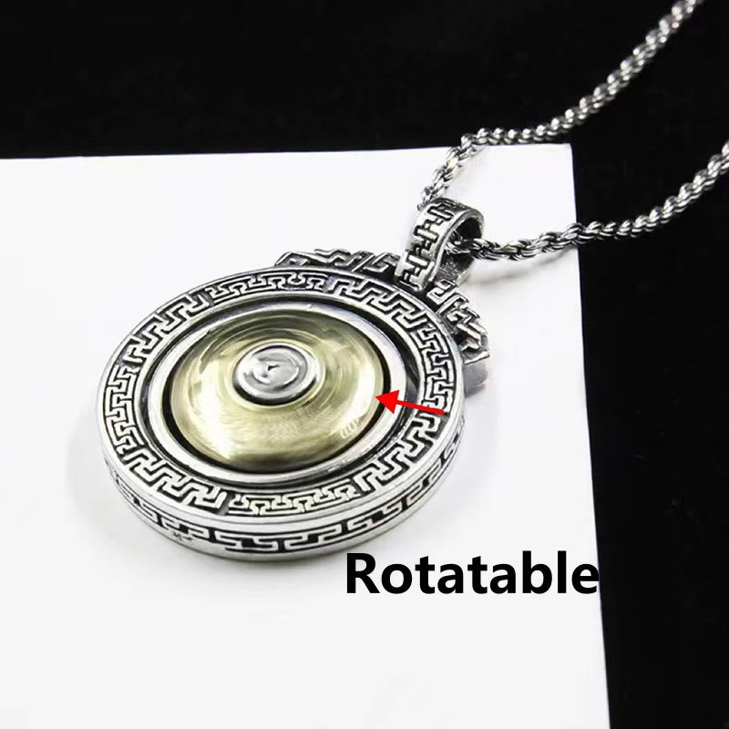 Buddha Stones Tibetan Om Mani Padme Hum Double Dorje Vajra Rotatable Purity Peace Necklace Pendant Necklaces & Pendants BS 3