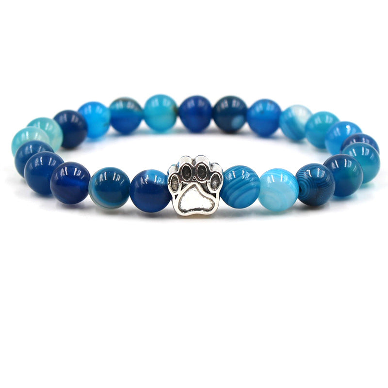 Indian Agate Green Agate Dog Paw Positive Calm Bracelet Bracelet BS Blue Agate (Hope ♥ Unity)