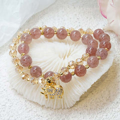 Buddha Stones Rose Quartz Elephant Healing Energy Charm Bracelet Bracelet BS Rose Quartz