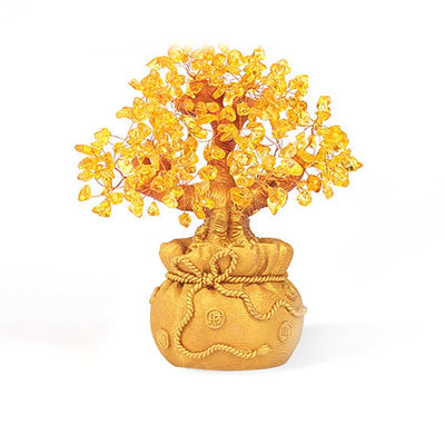 Arbre à monnaie en citrine naturelle Foviel – Ornement en pierres précieuses Feng Shui pour la prospérité