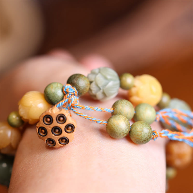 Buddha Stones Bodhi Seed Lotus Green Sandalwood Wisdom Harmony Bracelet Bracelet BS 8