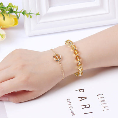 Buddha Stones Sun Stone Strawberry Quartz Crystal Positive Bracelet Bracelet BS Citrine