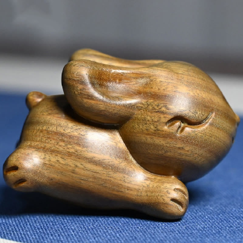 Buddha Stones Green Sandalwood Small Mini Cute Rabbit Bunny Peace Decorations Decorations BS 10