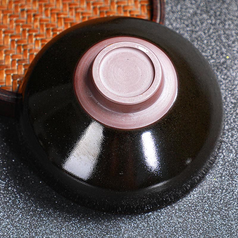 Buddha Stones Gold Maple Leaf Chinese Jianzhan Ceramic Teacup Tenmoku Kung Fu Tea Cup Bowl Jian Zhan Tea Cup BS 19
