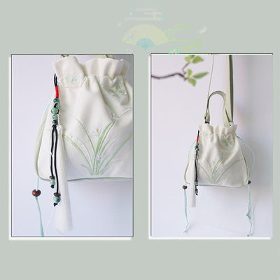 Buddha Stones Handmade Embroidered Flowers Canvas Tote Shoulder Bag Handbag Bag BS 8