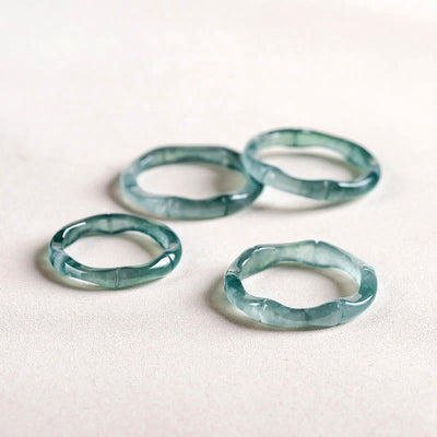 Buddha Stones Natural Jade Bamboo Prosperity Abundance Ring Ring BS 13