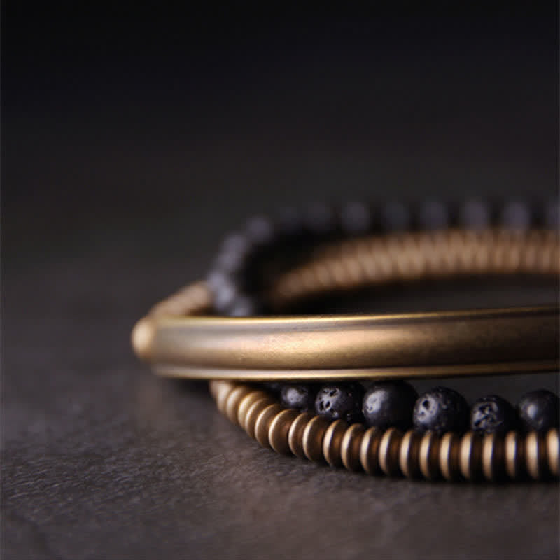 Buddha Stones Vintage Lava Rock Copper Support Bracelet Bracelet BS 10