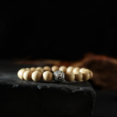 Buddha Stones Tibet Peach Wood Lotus Cinnabar Bagua Yin Yang Luck Wealth Bracelet Bracelet BS 8mm Yin Yang (Balance ♥ Harmony)