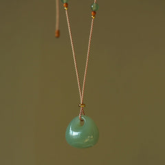 Buddha Stones Natural Jade Luck Prosperity Necklace Pendant (Random Color) Necklaces & Pendants BS Jade (Prosperity ♥ Abundance)