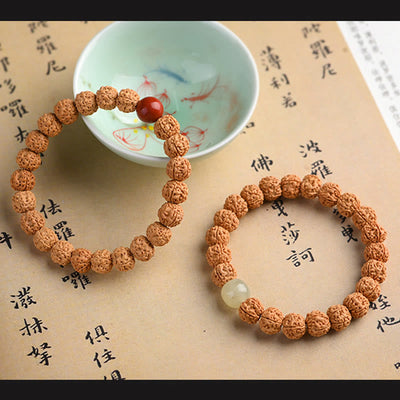 Buddha Stones Tibet Rudraksha Bodhi Seed Wealth Auspiciousness Bracelet Bracelet BS 31