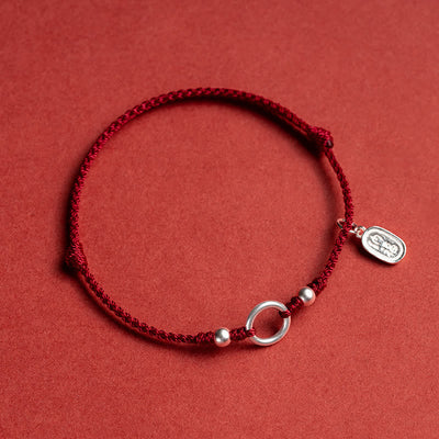 Buddha Stones 925 Sterling Silver Lucky Fortune Peace Joy Lotus Peace Buckle Red String Bracelet Bracelet BS 1