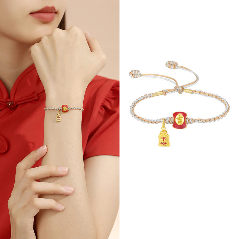 Buddha Stones 925 Sterling Silver Handmade Auspicious Chinese Character Blessing Braided String Bracelet Bracelet BS 9