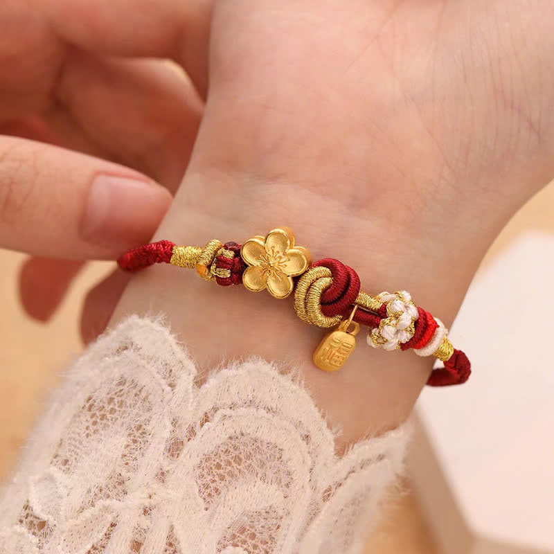 Foviel Peach Blossom Happiness Charm Luck Red String Bracelet