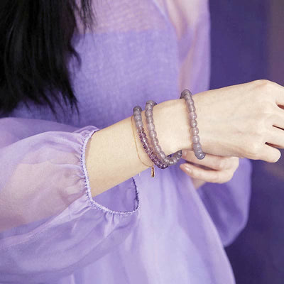 Buddha Stones Natural Amethyst Crystal Meditation Healing Bracelet Bracelet BS 9