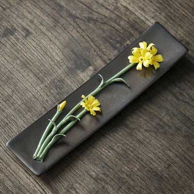 Buddha Stones Lotus Peony Rose Flower Ceramic Spiritual Incense Burner Incense Burner BS Yellow Daisy