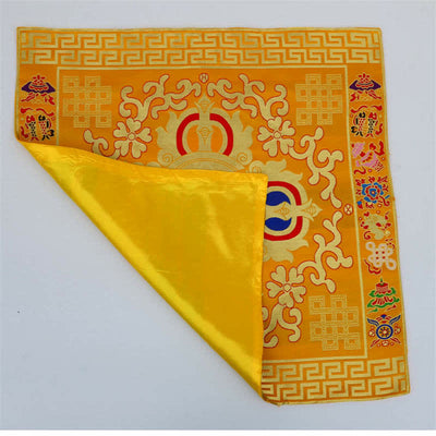 Buddha Stones Flower Endless Knot Prayer Altar Mat Healing Meditation 8 Auspicious Symbols Mat Table Runner Prayer Altar BS 3