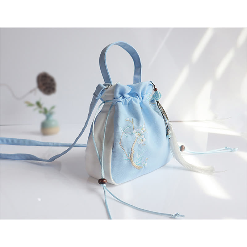 Buddha Stones Handmade Embroidered Flowers Canvas Tote Shoulder Bag Handbag Bag BS 36