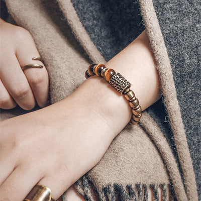 Buddha Stones Tiger Eye Stone Copper Protection Bracelet Bracelet BS 5