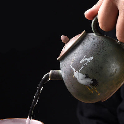 Buddha Stones White Crane Cloud Chinese Gongfu Tea Ceramic Kung Fu Teapot Teapot BS 9