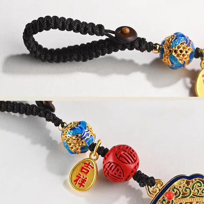 Buddha Stones Fu Character Blessing Ruyi Charm Key Chain Key Chain BS 7