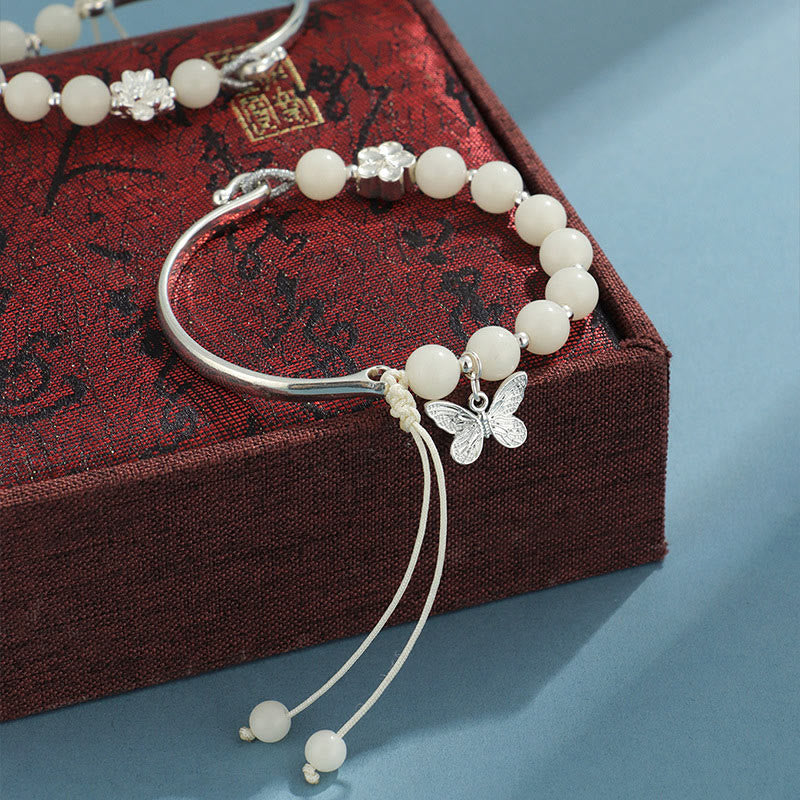 Buddha Stones Bodhi Seed Butterfly Lotus Luck Wealth Bracelet Bangle Bracelet BS 3