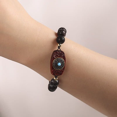 Buddha Stones Green Sandalwood Ebony Wood Sandalwood Om Mani Padme Hum Soothing Bracelet Bracelet BS 16