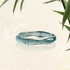 Buddha Stones Natural Jade Bamboo Prosperity Abundance Ring Ring BS 20mm