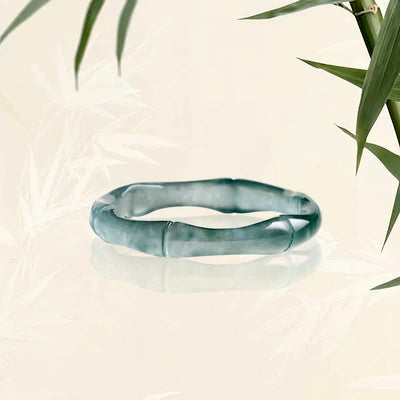 Buddha Stones Natural Jade Bamboo Prosperity Abundance Ring Ring BS 20mm