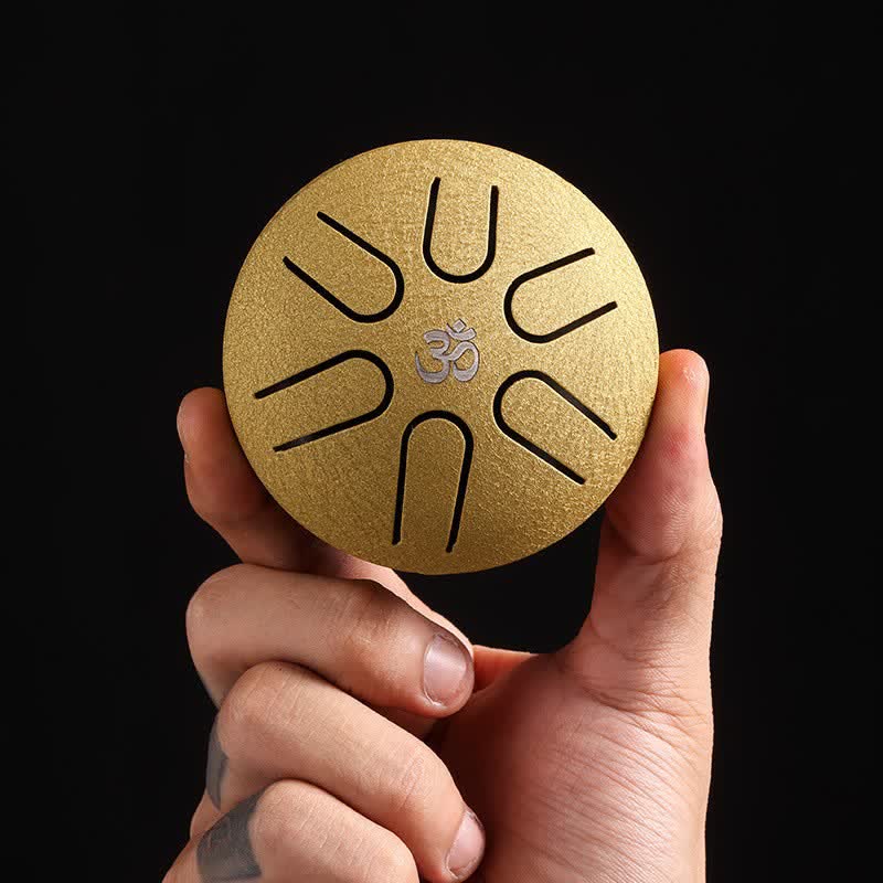 Buddha Stones Mini Steel Tongue Drum 3 Inch Sound Healing Drum Kit Drum Kit BS Yellow