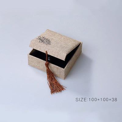 Buddha Stones Lotus Pattern Jewelry Storage Box Gift Box Tassels Decorations BS 9