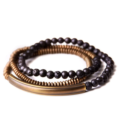 Buddha Stones Vintage Lava Rock Copper Support Bracelet Bracelet BS 13