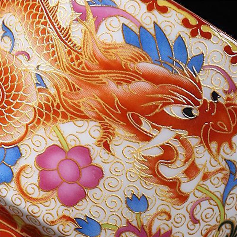 Buddha Stones 2Pcs Dragon Phoenix Ceramic Teacup Kung Fu Tea Cups Cup BS 4