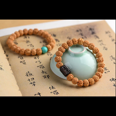 Buddha Stones Tibet Rudraksha Bodhi Seed Wealth Auspiciousness Bracelet Bracelet BS 32